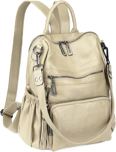 Vista 8 de Uromee Mochila de Viaje Monedero para Mujeres Cuero Vegano Damas Moda Borla Bolsa de Hombro Convertible, Grande, Mochilas Daypack