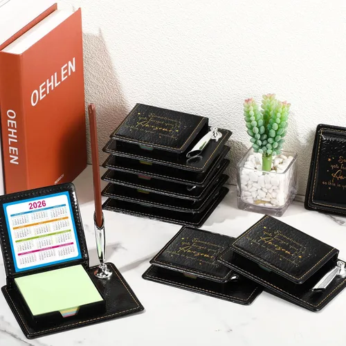Vista 3 de Tenceur 10 piezas de regalos de agradecimiento a los empleados a granel, soporte de notas adhesivas de cuero sintético con tarjetas, accesorio