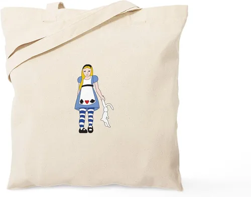 Vista 8 de CafePress Alice & Friends in Wonderland - Bolsa reutilizable de lona color beige natural