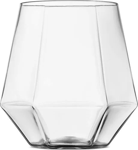 Vista 7 de Munfix Copas de vino de plástico sin tallo, paquete de 32 – en forma de diamante, irrompibles, desechables, de 12 onzas, de plástico transparente