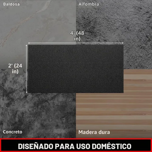 Vista 7 de Tapete para caminadora, 7'x3'/6'x3'/6'x2.5'/5.6'x2'/4'x2', 6mm de grosor, alfombrilla de equipo de ejercicio para gimnasio para piso de madera negro