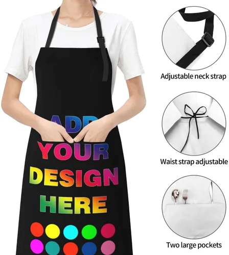 Vista 5 de Delantal personalizado para mujer, delantales personalizados con logotipo de texto fotográfico, delantales de cocina para regalos