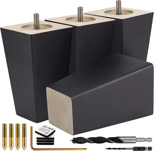 Vista 10 de Airy Abode Patas cuadradas premium de muebles en negro (kit de instalación completa) - Elige tu