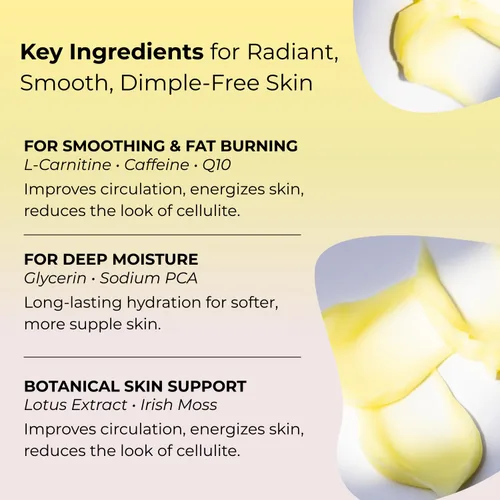 Vista 3 de Life's Butter Crema anticelulítica con coenzima Q10, L-carnitina y aceite de coco, producto natural suavizante de la piel, loción reafirmante