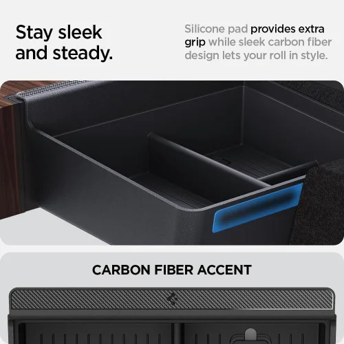 Vista 5 de Spigen Bandeja Organizadora de Consola Diseñada para Tesla Model X & S 2025/2024/2023 (Edición Carbono)
