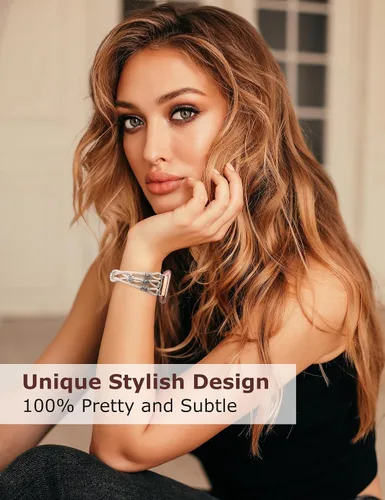 Vista 6 de TOYOUTHS Pulsera de cuentas compatible con Fitbit Versa/Fitbit Versa Lite para mujer, correa trenzada de nailon elástico suave y bohemio, con dijes