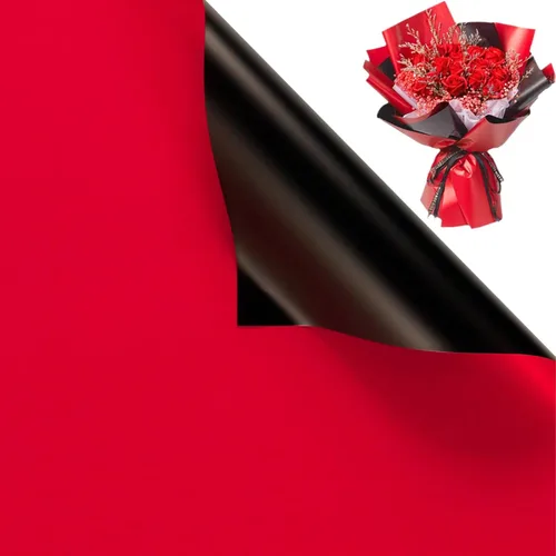 Vista 11 de Jocomoni 20 hojas de papel de regalo de flores, ramo floral impermeable, papel de regalo de flores frescas con borde negro, suministros