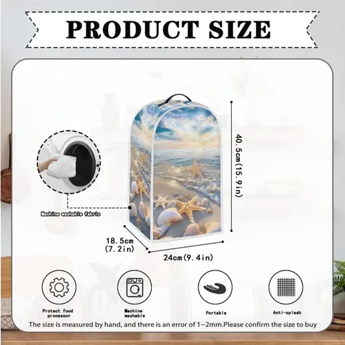 Vista 4 de doginthehole Funda para licuadora y tostadora, 2 rebanadas estéticas de estrellas de mar con estampado de conchas marinas para batidora o cafetera