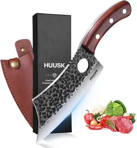 Vista 10 de Huusk Cuchillo de carnicero para cortar carne, cuchillo de 7.5" con textura