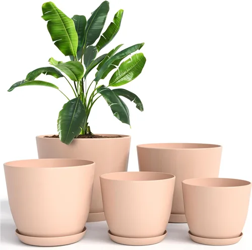 Vista 16 de Utopia Home - Macetas de Interior con Drenaje - Macetas de Flores de 7/6.6/6/5.3/4.8 Pulgadas para Plantas de Interior - Juego de 5 Macetas