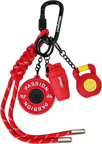Vista 7 de Llavero con mancuernas de gimnasio, regalo para mujeres y hombres, bonitos llaveros de automóvil para gimnasio, regalo de fitness