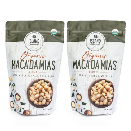 Vista 7 de Island Harvest Nueces de macadamia orgánicas sin sal - Nueces de macadamia 100% hawaianas sin sal son aptas para dieta cetogénica, totalmente