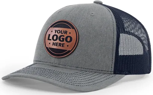 Vista 24 de Sombrero de parche de cuero de camionero personalizado grabado con láser