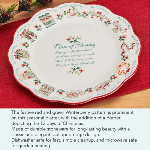 Vista 3 de Pfaltzgraff Winterberry - Plato para compartir de 12 días, 13 pulgadas