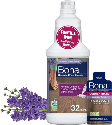 Vista 7 de Bona Botella limpiadora de pisos de madera dura para usar con mopa de spray Swiffer WETJET, aroma a madera de cedro, rinde 64 onzas líquidas