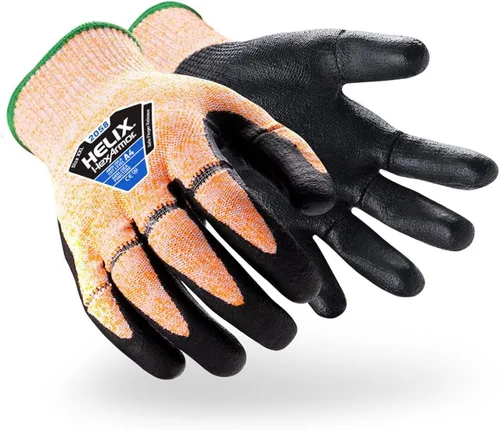 Vista 7 de HexArmor Guantes de trabajo de punto de palma de poliuretano con protección contra impactos resistentes a cortes Helix® Core 3012 3012