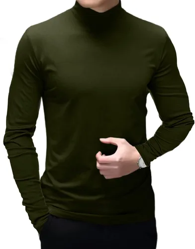 Vista 2 de Rela Bota Camisetas de moda para hombre, camisetas de cuello alto falso, ropa interior térmica, manga larga, ajustada, elástica, básica