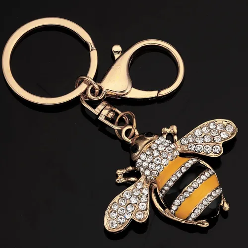 Vista 3 de AHAETH Bumble Bee Jewelry - Llavero de abeja de abeja súper miel para mujer, Blanco