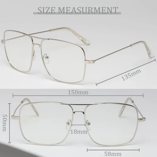 Vista 4 de D Lolylad Non Prescription Glasses - Classic Square Clear Lens Metal Frame for Men Women