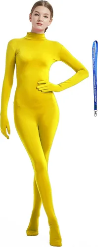 Vista 16 de Overol completo Full Bodysuit para mujer, con cremallera, sin capucha, de licra Spandex, para disfraz Zentai Negro