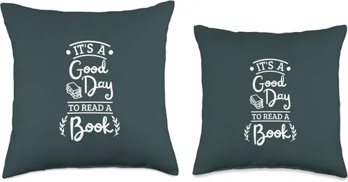 Vista 3 de jovy fits Almohada con texto en inglés "It's A Good Day Reading" para los amantes de los libros, 16 x 16 pulgadas, multicolor
