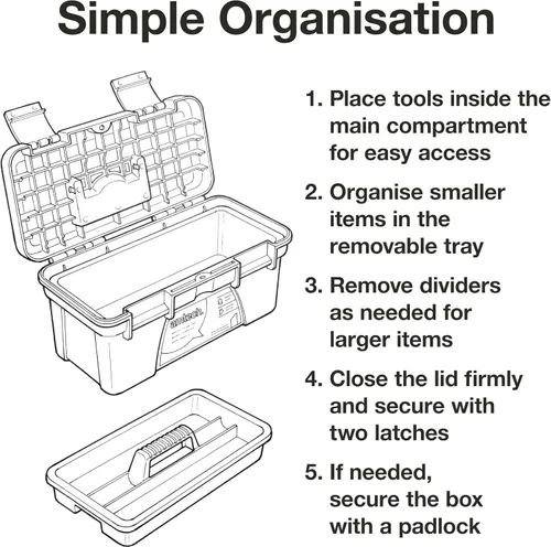 Vista 7 de Am-Tech - Mini caja de herramientas de plástico con bandeja extraíble (10 pulgadas)