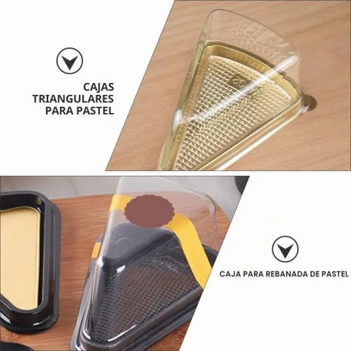 Vista 9 de SOLUSTRE 40 recipientes de plástico transparente para tartas, tiramisú, mousse, postre, triángulo, 40