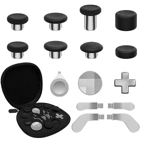 Vista 12 de CHARM FOCUS 16-in-1 Metal Thumbsticks Replacement Kits for X-box Elite Series 2, X-box Elite 2 Controller Accessories, Includes Magnetic Joysticks