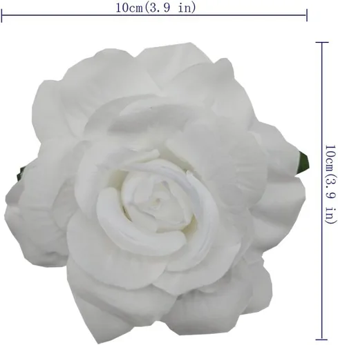 Vista 7 de La Homein Sanrich 4 unidspaquete de flores de pelo rosa de tela clips mexicanos pelo flores horquilla broche tocados