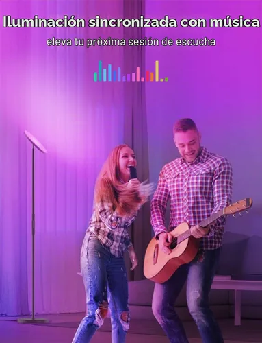 Vista 7 de YHW Lámpara de Pie LED RGB Inteligente Funciona con Alexa Google Home, Luz de Pie Alta Moderna con Control Remoto WiFi, Súper Brillante 2000LM