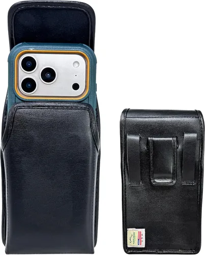 Vista 16 de Turtleback Soporte para cinturón para iPhone 17 Pro y 17Air, pequeño se adapta con fundas delgadas MagSafe o TechWave, funda horizontal de cuero