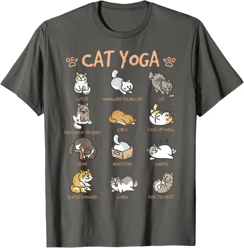 Vista 94 de Cat Yoga Poses Cats Practicing Mindfulness Meditación Kitten - Camiseta, Negro, S