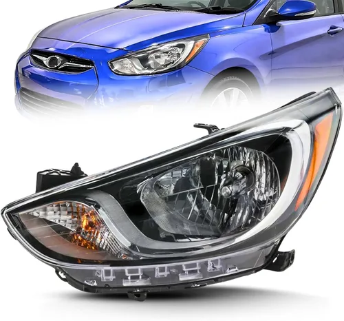 Vista 11 de ALLIGATOR AUTO LIGHTS Repuesto para Hyundai Accent 2012 2013 2014 GLS, GS, SE, Hatchback/Sedan Conjunto de faros halógenos con bombillas