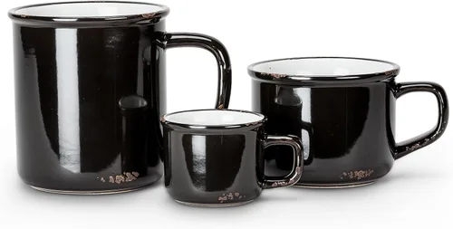 Vista 2 de Abbott Collection - Taza de café expreso de gres con aspecto esmaltado, color negro, 2 pulgadas