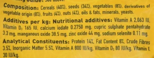 Vista 5 de Hari Hagen Tropimix Alimento enriquecedor para cacatúas y tortolitos, 2 libras - HARI Loro alimento con semillas, frutas, nueces, verduras, granos