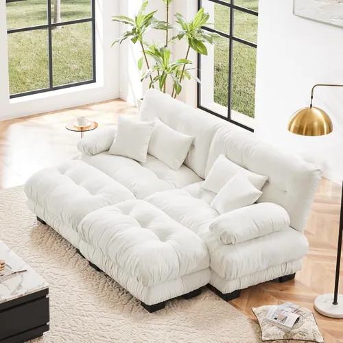 Vista 105 de Otomana beige para sofá modular modular, sofá individual, asiento otomano para sofá modular convertible, sofás de terciopelo para sala de estar