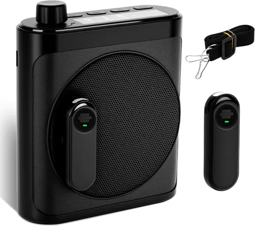 Vista 11 de Amplificador de voz Micrófono inalámbrico con Lavalier Bluetooth, micrófono portátil y altavoz para profesores, mini amplificador recargable, ideal