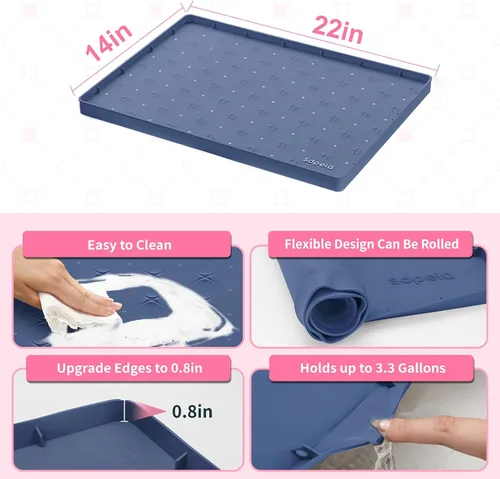 Vista 5 de Sdpeia - Tapete para debajo del fregadero, tapete impermeable de silicona mejorado, para proteger los gabinetes de cocina, organizadores y alacenas