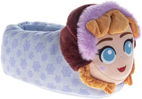 Vista 2 de Disney Frozen Elsa and Anna - Pantuflas de felpa para niñas, antideslizantes, cómodas, esponjosas, ligeras, cálidas, suaves, para interiores y niñas
