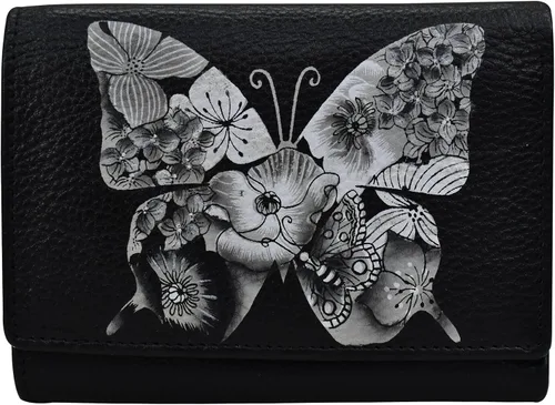 Vista 15 de Anna by Anuschka Cartera de tres pliegues pintada a mano para mujer de cuero