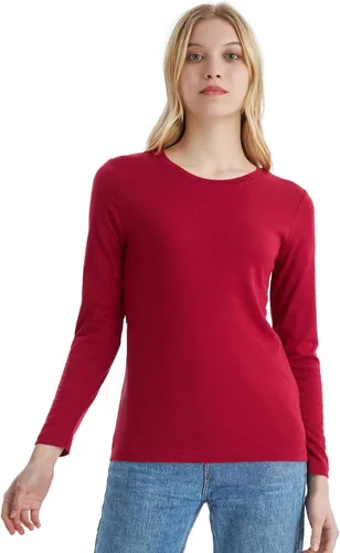 Vista 16 de 100% lana merino capa base mujer suave térmica manga larga camisa diaria Crema natural