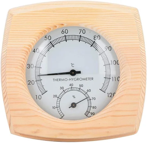 Vista 7 de Haofy Termómetro de sauna 2 en 1, termómetro digital higrómetro, higrómetro de madera para sala de vapor, medidor de temperatura