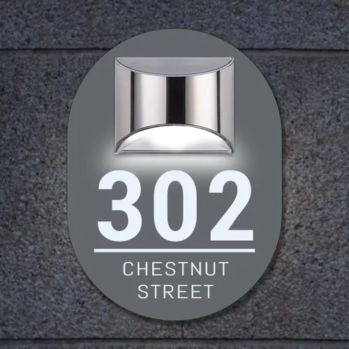 Vista 12 de Placa de puerta moderna solar personalizada, placa de dirección iluminada con placa LED personalizada, letrero acrílico iluminado LED, regalo