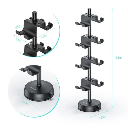 Vista 2 de MANMUVIMO Headphone Controller Storage Holder for Desk 4 Tiers with Anti-Slip Stable Suction Cup, Controller Holder, Universal Gaming Desk