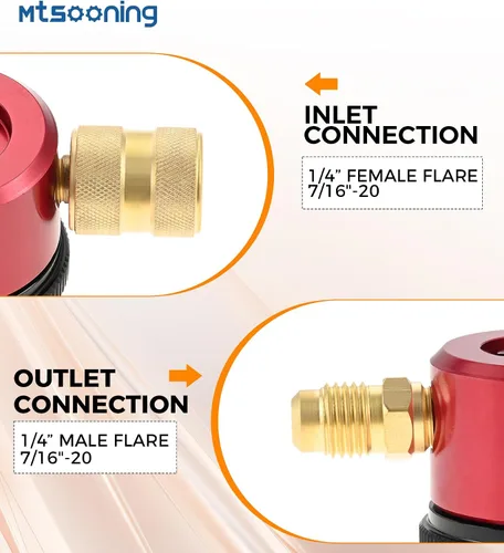Vista 2 de Herramienta de purga de nitrógeno de conector de 1/4 pulgadas,Herramienta de purga reguladora de nitrógeno para equipos HVAC,Herramienta