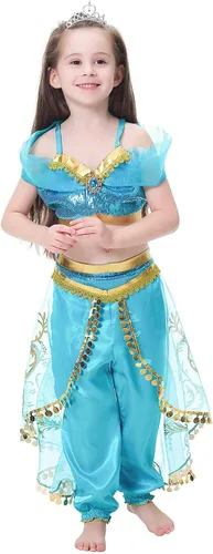 Vista 4 de Tacobear Disfraz de princesa para niñas, vestido de princesa y accesorios de peluca, disfraz de Halloween y cumpleaños