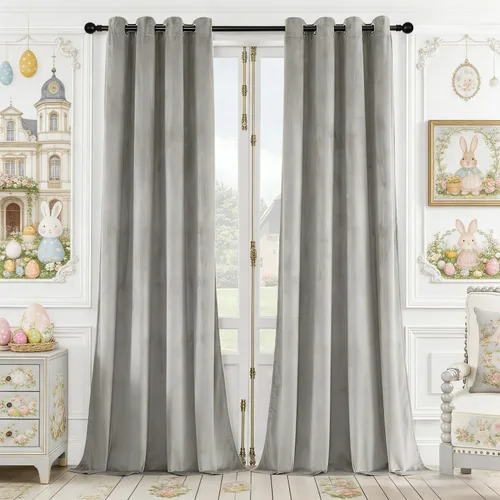 Vista 11 de SNITIE Cortinas de terciopelo de 84 pulgadas de largo con ojales, color verde militar, súper suaves, con aislamiento térmico y reducción de ruido