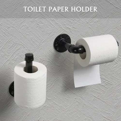 Vista 5 de Juego de accesorios de baño industriales para toallas con toallero de papel, soporte para toallas de mano, soporte para toallas de mano, soporte