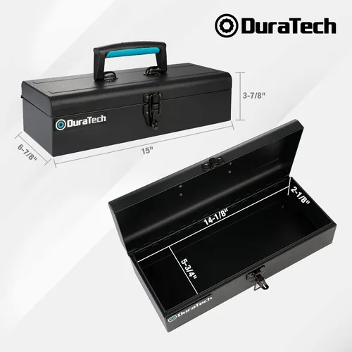 Vista 3 de DuraTech - Caja de herramientas de metal de 15 pulgadas, regalos para papá y WORKPRO Mini caja de herramientas de metal