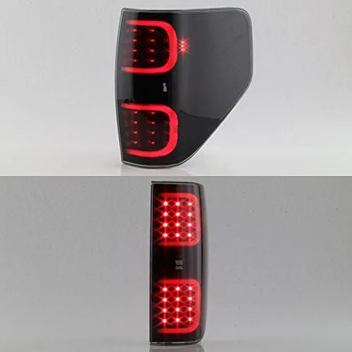 Vista 4 de AKKON - Para Ford F150 F-Series 2009-2014, lámparas de luz trasera de freno con lentes ahumadas negras de doble tubo LED en forma de C LED Light